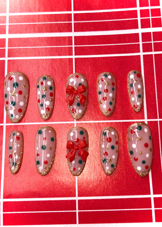 Polka Dot Christmas press on nails
