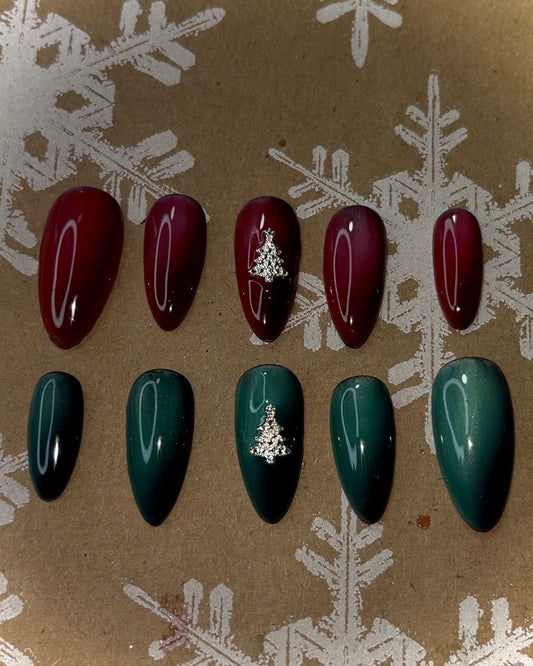 Cateye Christmas press on nails
