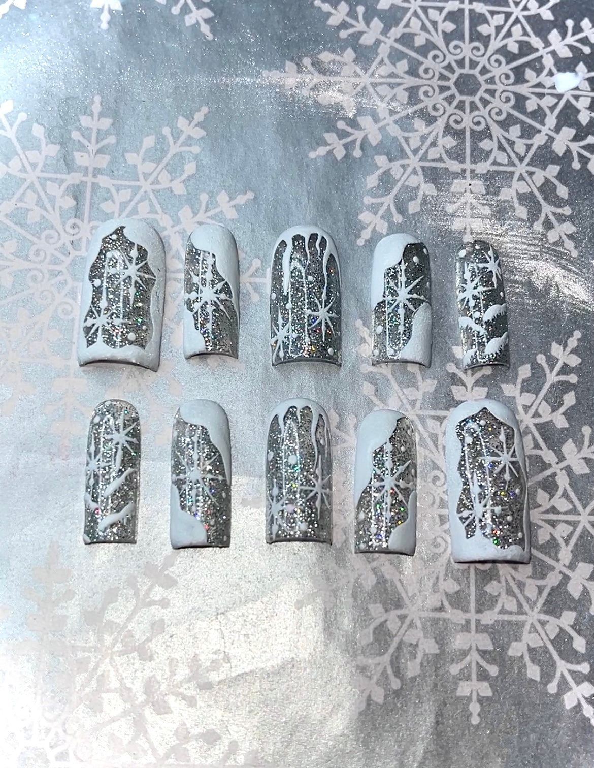 3D Snow press on nails