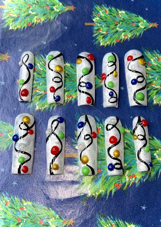 Christmas Lights press on nails ✨