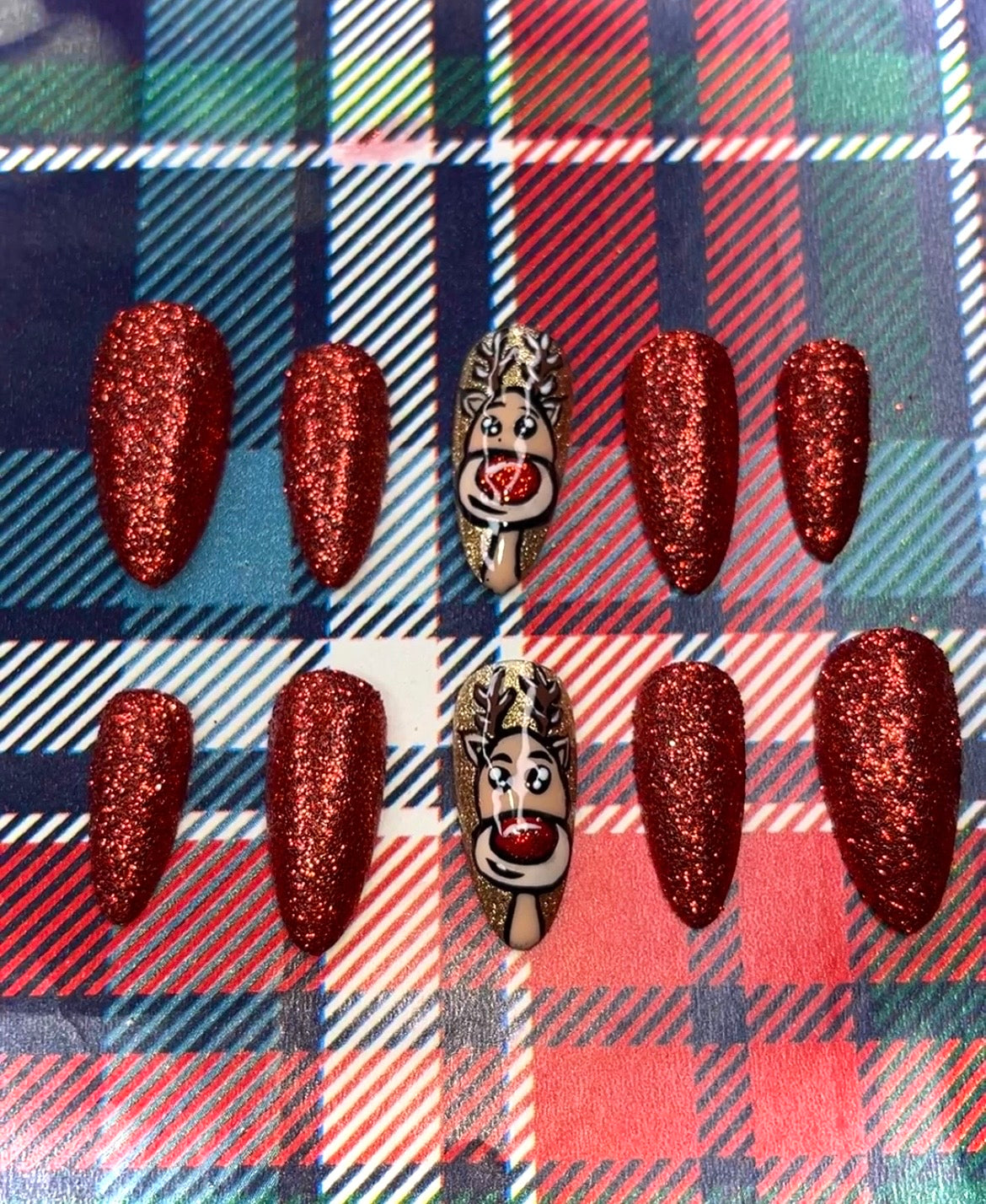 Rudolph press on nails