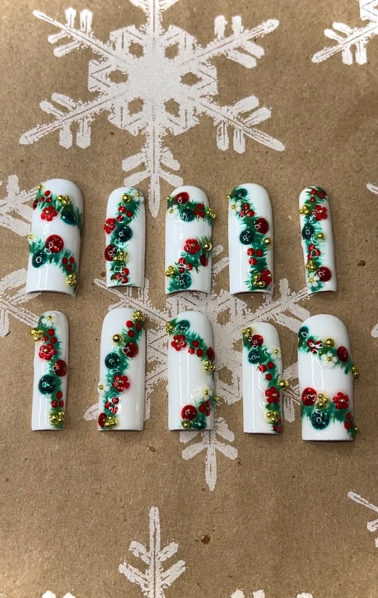 Christmas Garland press on nails
