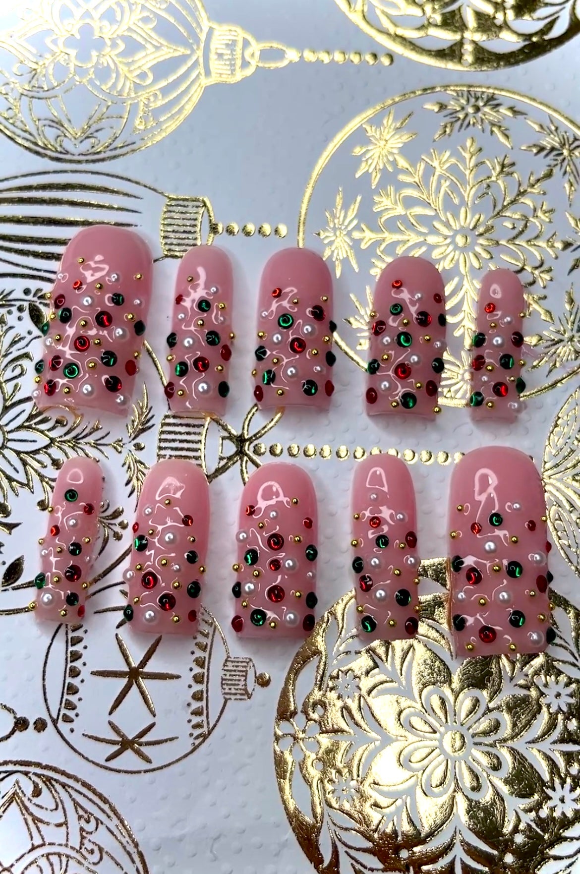 Sparkly Christmas press on nails