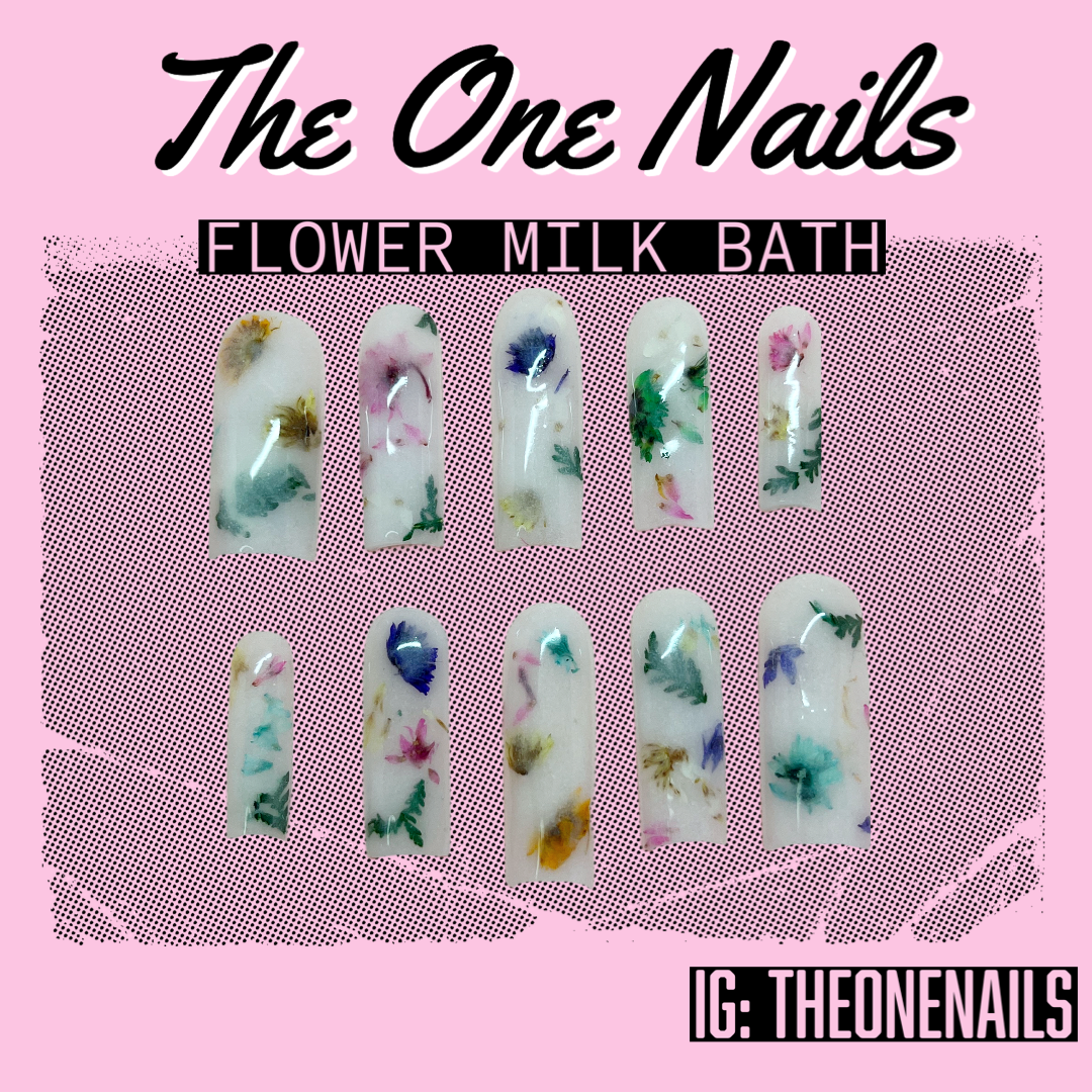 Flower Milk Bath Acrylic Press Ons