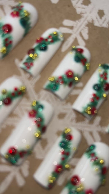 Christmas Garland press on nails