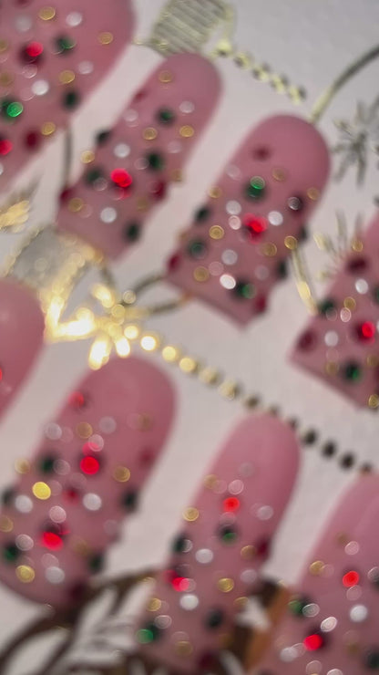 Sparkly Christmas press on nails