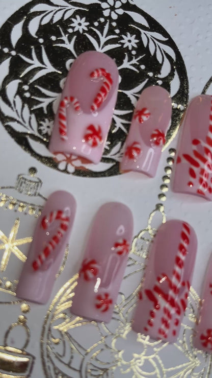 Pink Peppermint press on nails ❤️